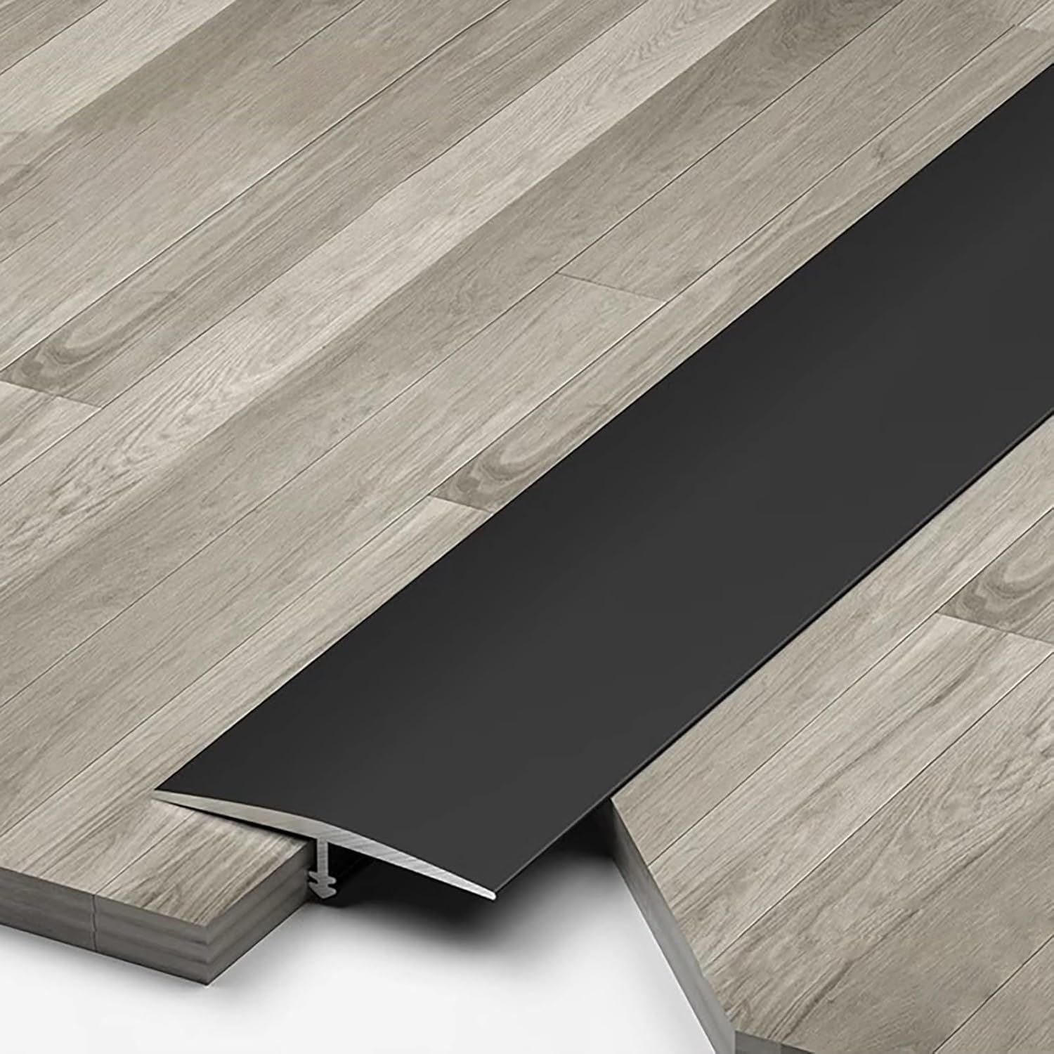 Profil aluminiowy TTransition 2 x 135 cm do laminatu winylu i płytek Trwała odporna na zarysowania osłona progowa i wykończenie krawędzi do użytku wewnątrz (czarna szerokość: 3 m)