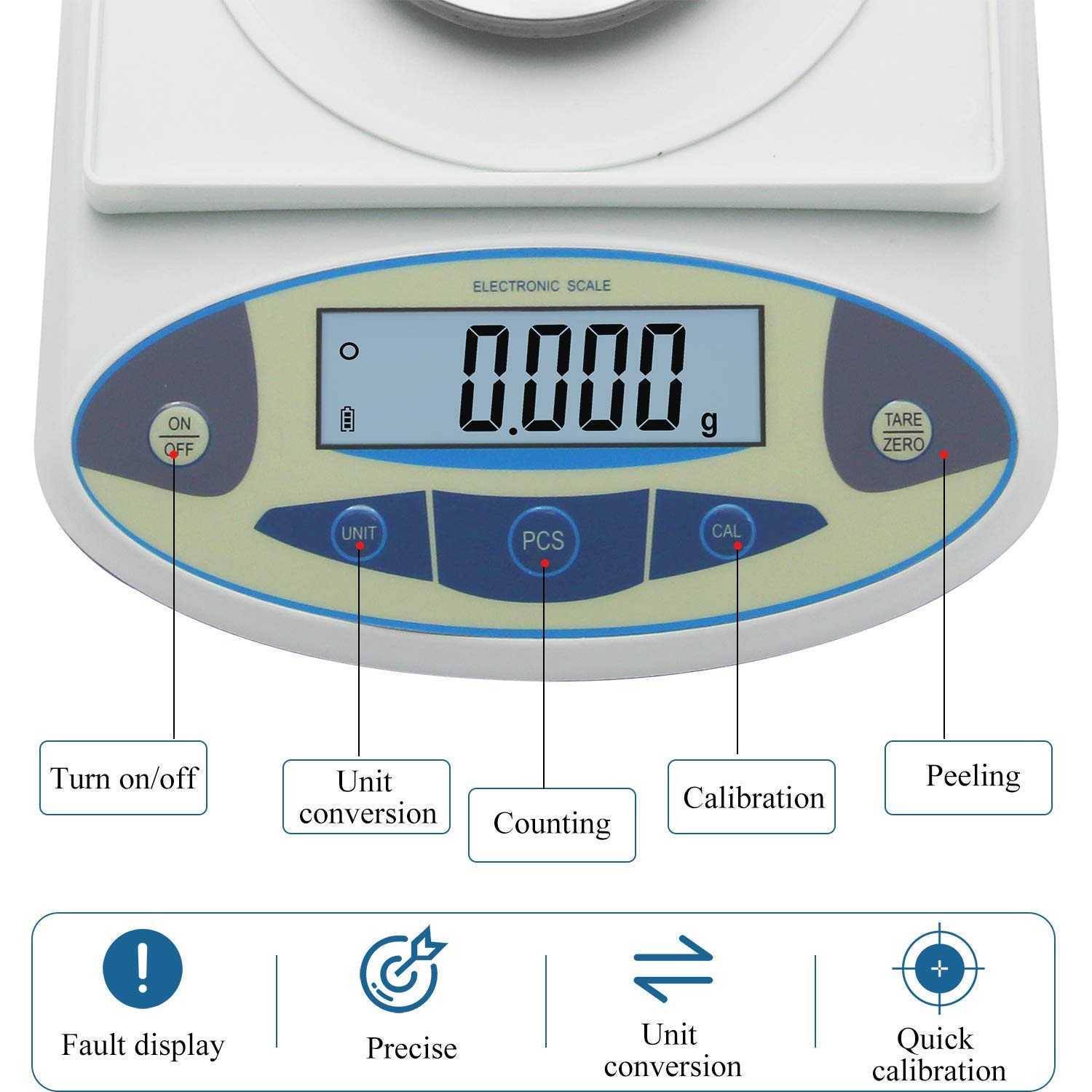 Präzise Digitale Analysenwaage, 0,001 g, 100–500 g, optional elektronische Laborwaage, 1 mg, Goldschmuck, Backwaage, Küchenwaage mit Windschutzscheibe (100 g, 0,001 g)