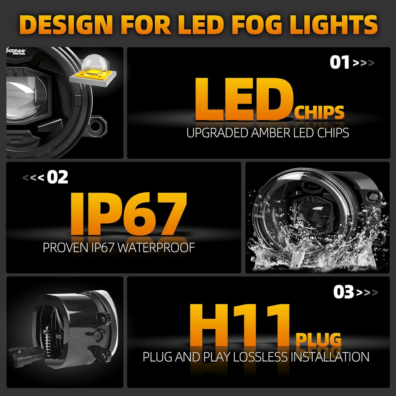 Upgraded 2PCS Yellow Fog Lights Assembly for 2016-2023 Toyota Tacoma, 2014-2023 4Runner, 2014-2019 Tundra, 2007-2014 Camry, 2006-2012 RAV4, 2006-2013 Yaris, 2008-2013 Lexus IS-F, Round fog lights