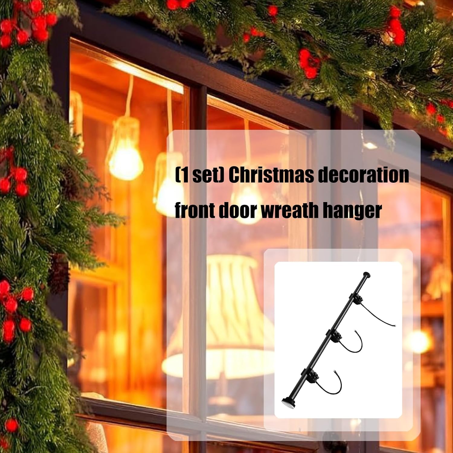 傷つきにくい戸口装飾ハンガー頑丈なスチールデザインホリデーライトと花輪用調節可能なクリスマスリースハンガー