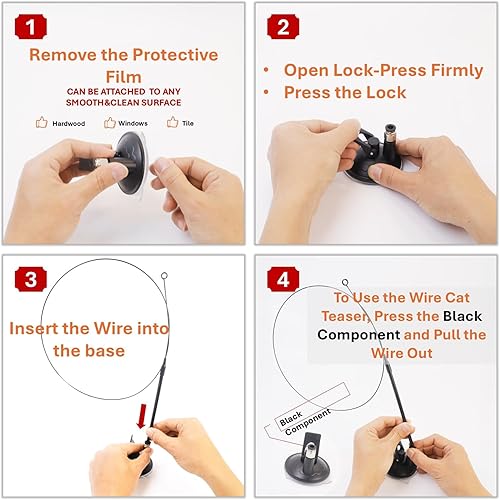 Miniatura 7 de Juego de 12 juguetes interactivos de varita de plumas para gatos, 11 recambios de pájaros y plumas con campanas + varita de succión flexible, diseño