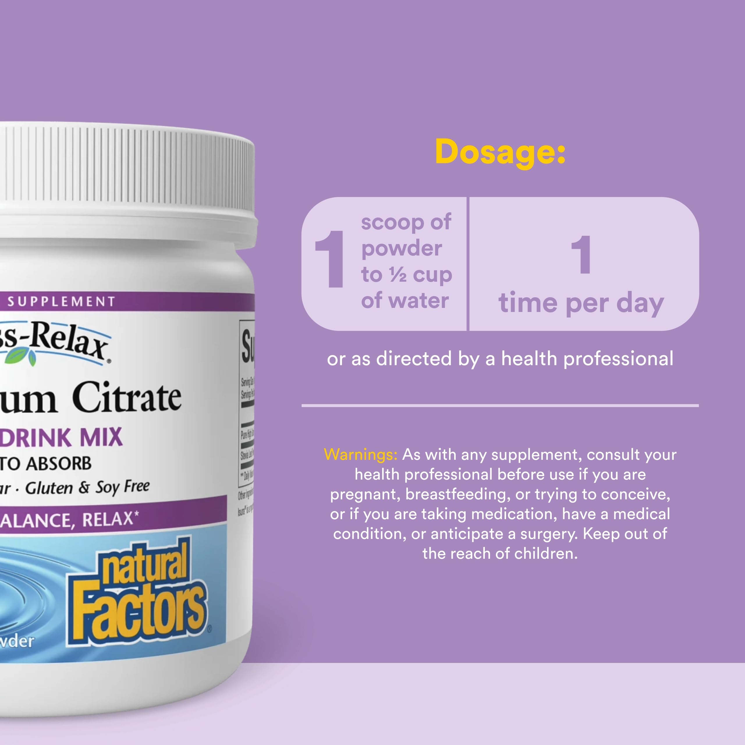 Natural Factors Magnesium Citrate Powder, Berry Flavor, 75 Servings — Amazon image 3