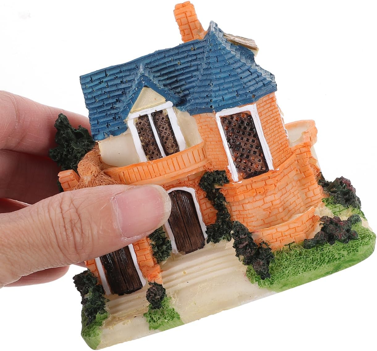 DOITOOL Miniature House Resin Figurines 4Pcs Set Fairy Garden Decor Micro Landscape Adornments for Patio Bonsai Flower Pot Decoration 3.46X3.07X2.16 Inch