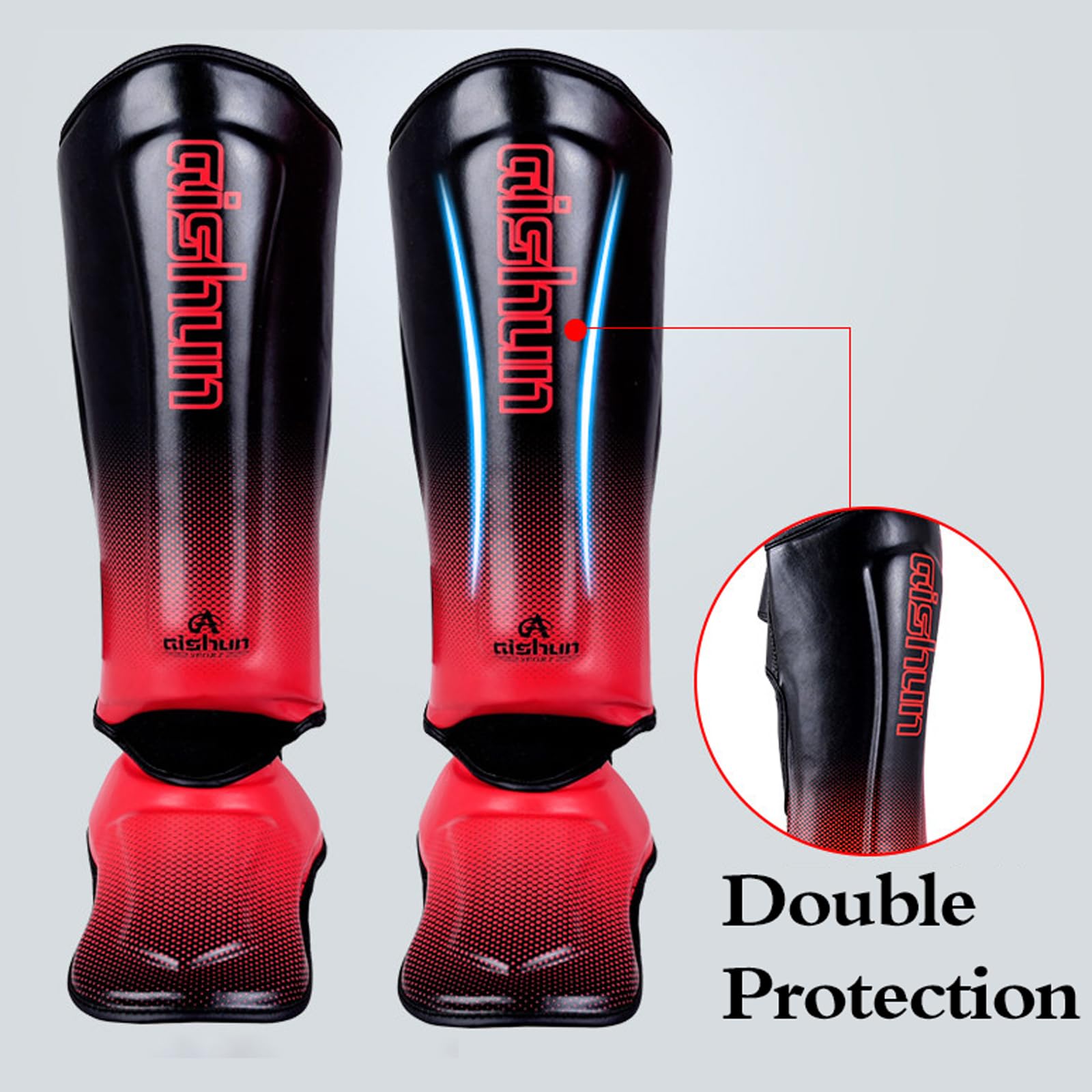 Piedi Protezione Shin Guard,Parastinchi da Boxe,Parastinchi per Arti Marziali,MMA Arti Marziali Protettivo Parastinchi,Traspiranti,per Allenamento Sparring,Arti Marziali Boxe Karatè