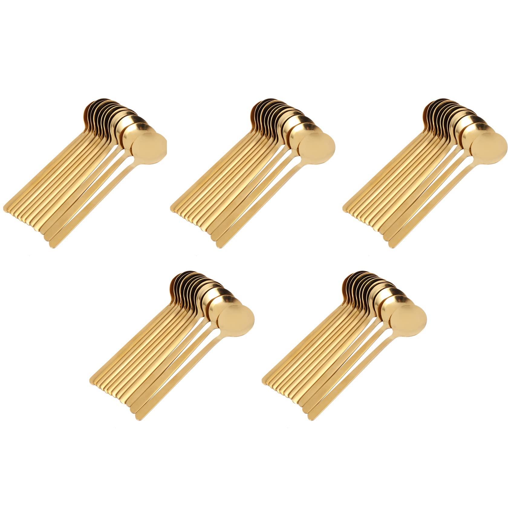 60 cucharas de café redondas de acero inoxidable, mini cucharas de té, azúcar, postre, helado, cucharas de sopa, accesorios de cocina (dorado)
