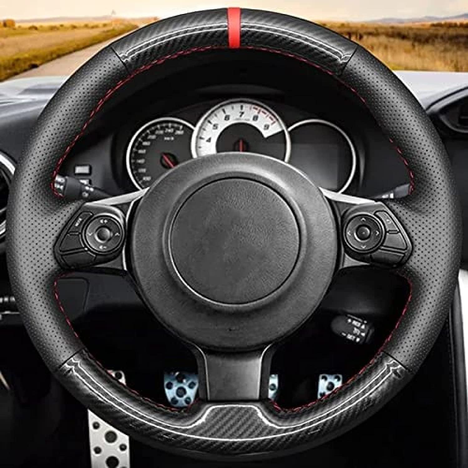 abrupt Pokrowiec na kierownicę samochodu do Toyota 86 2016–2019 Yaris 2016–2019, oddychający pokrowiec na kierownicę samochodową, odporny na zużycie, pokrowce na kierownicę akcesoria do wnętrza samochodu