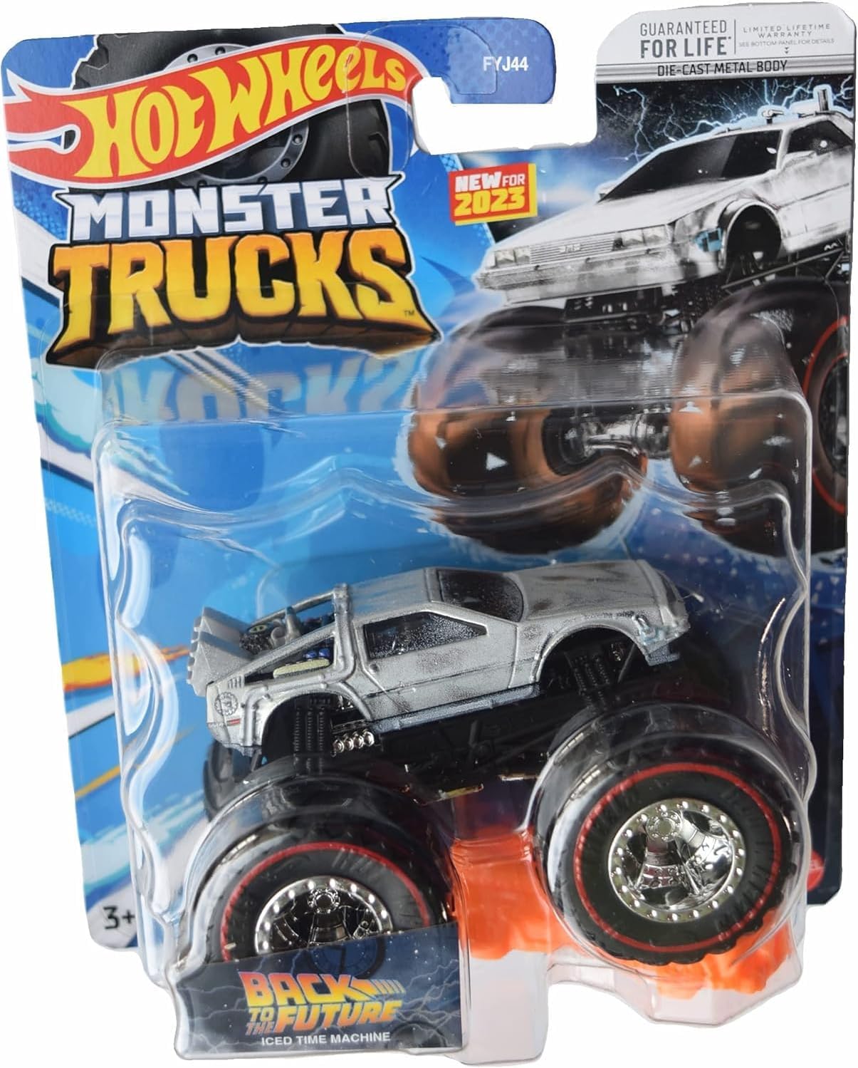 Hot Wheels Monster Trucks Back to The Future Iced Time Machine, Connect and Crashe 2023 Treasure Hunt