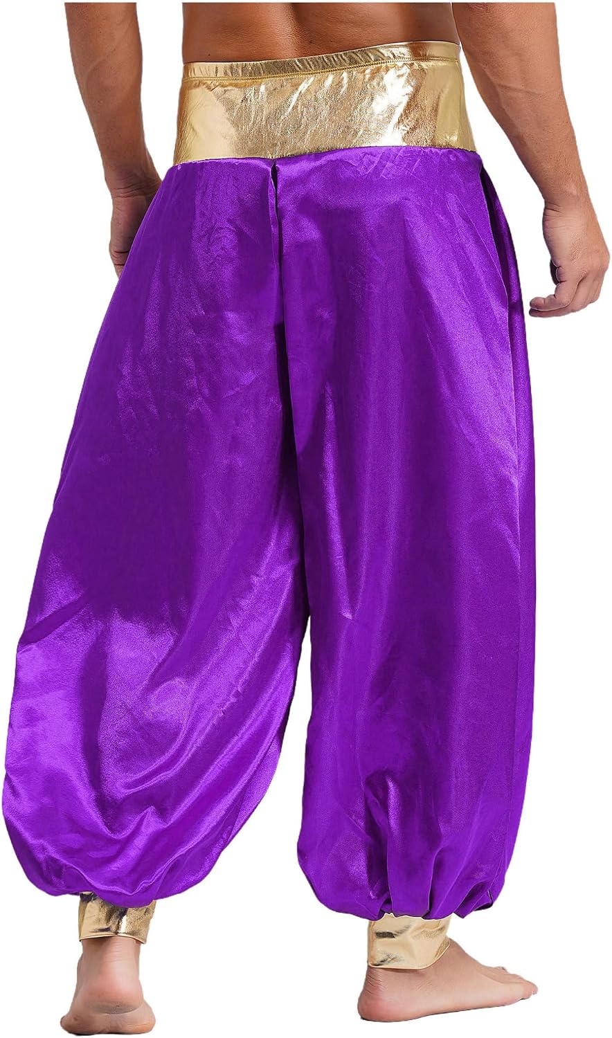 ACSUSS Mens Shiny Magical Hippie Harem Lantern Pants Arabian Prince Halloween Cosplay Costume