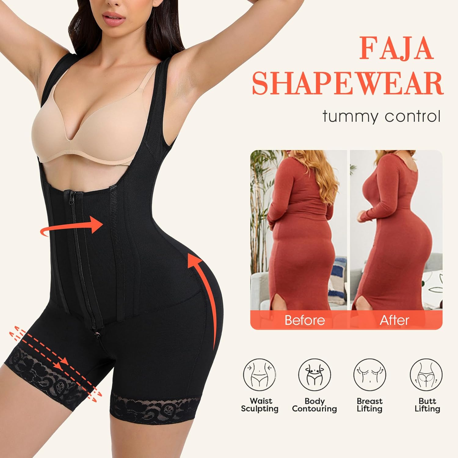 Full Body Shaper Fajas Colombianas Tummy Control Waist Trainer Shapewear Post Surgery High Compression Garment - Image 5