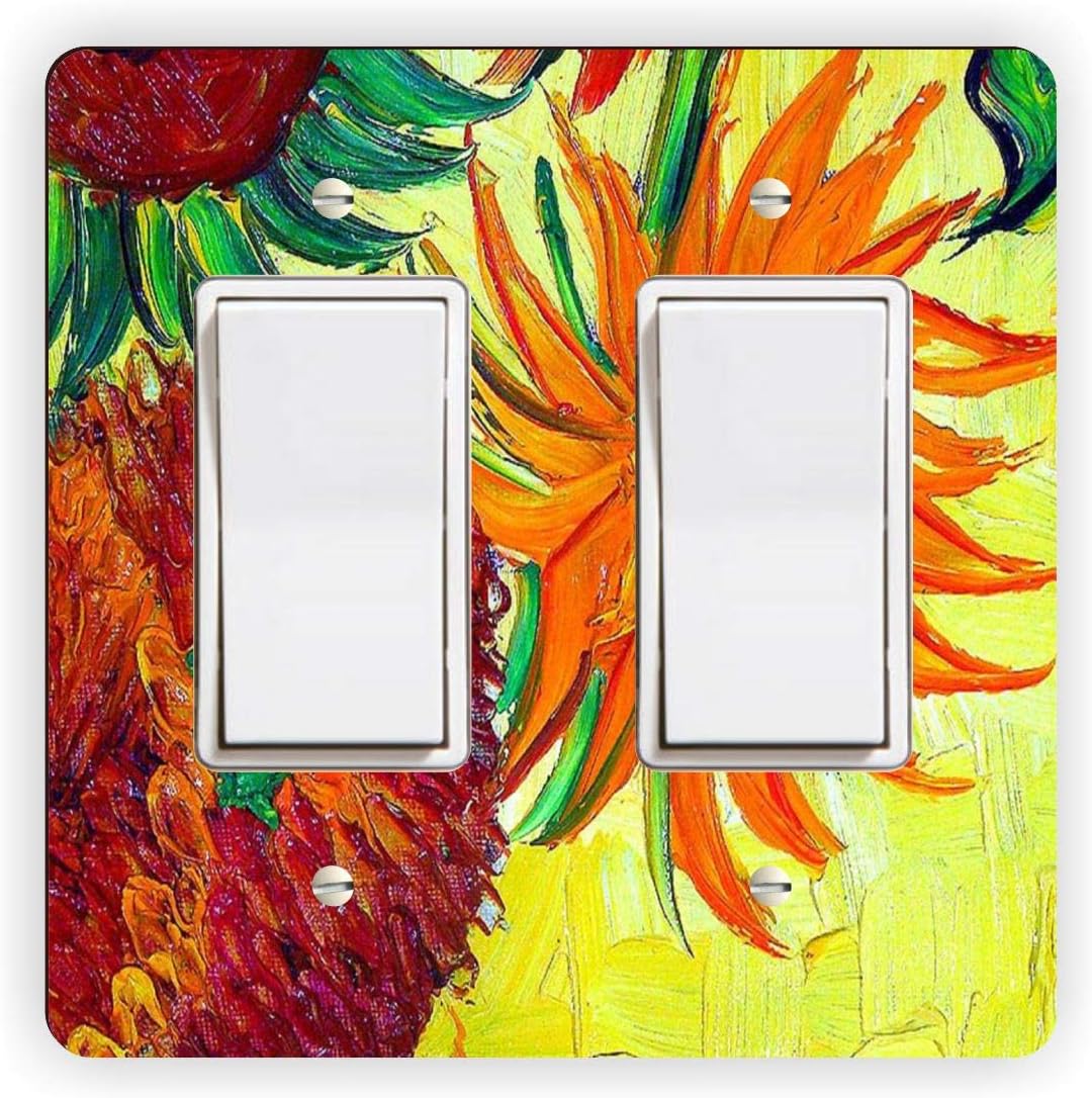 Vincent Van Gogh - Sunflowers -Light Switch Plate Cover - Double GFI Double Rocker - Two Gang Switch Plate Cover Switch Plate Cover
