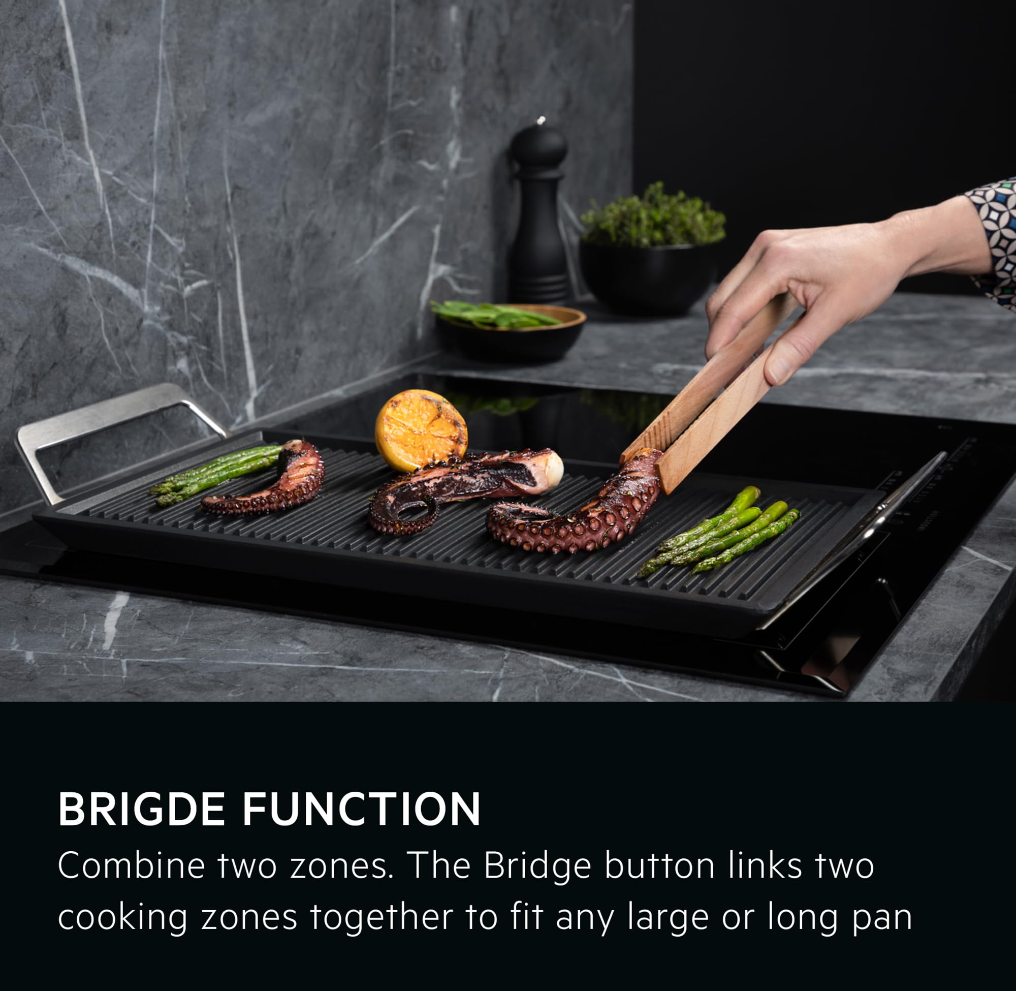 AEG 6000 Series Induction Hob, IKX64441CB, 4 Cooking Zones 60cm, Flexible Bridge Zones, Hob2Hood, Built-In Hob Timer, Key-lock, Assisted Cooking Sensors, 3 Step Residual Heat, 44x560x490mm, Black — view 3