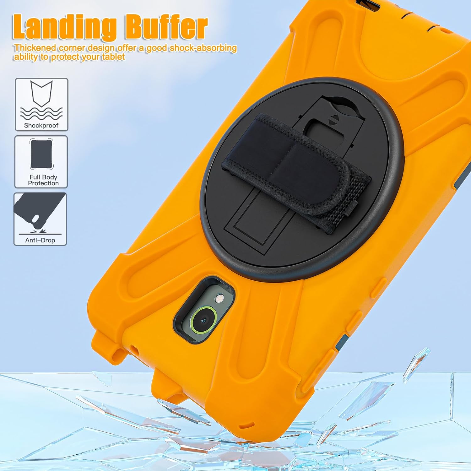 Samsung Galaxy Tab Active5/Active3 8.0 Case, with 360 Stand, Handle Hand Strap & Shoulder Strap for Galaxy Tab Active5 8" 2024 X300/X307, Active3 8" 2020 T570/T575/T577 (Orange) image 5