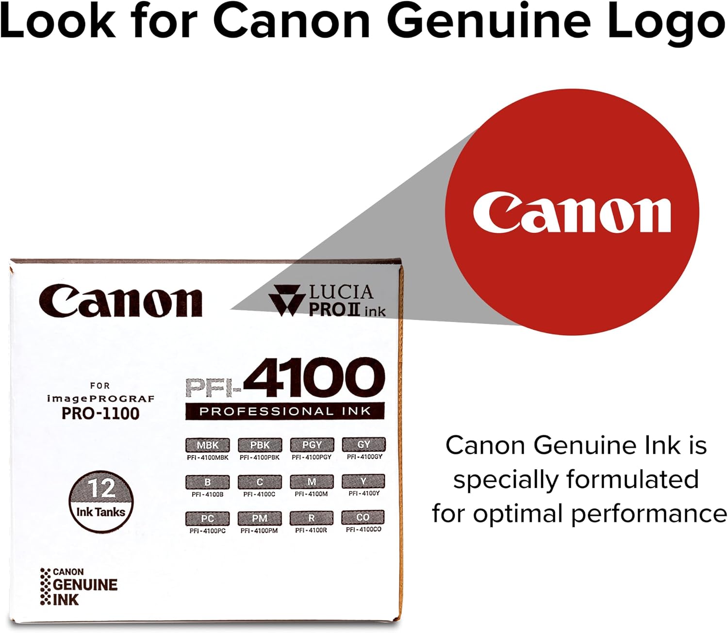 Canon PFI-4100 12 Color Pack Compatible to imagePROGRAF PRO-1100 Printer image 4