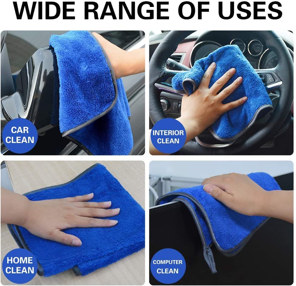 Image of Auto Hub Heavy Microfiber Cloth 500 GSM (Size 60cm x 40cm) /Pack of 3,for Car Cleaning and Detailing, Double Sided, Extra Thick Plush Microfiber Cloth Lint-Free, Color:- Yellow