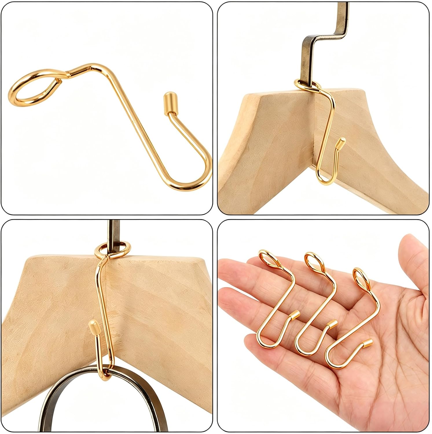 50pcs Clothes Hanger Connector Hooks,Space Saving Hanger Hooks,Gold Outfit Hangers Extender Hook,Closet Organizers and Storage Utility Hook,College Dorm Room Essentials
