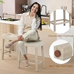 Giantex 24" Bar Stools Set of 2, Upholstered Counter Height Saddle Bar Stools with Footrest and Wood Legs, Farmhouse Button Tufted Backless Barstools for Kitchen Island, Dining Room, Cafe, Beige