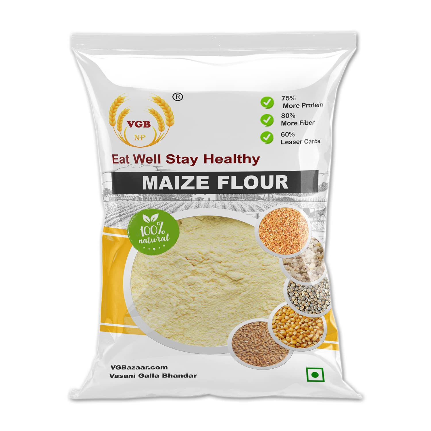 VGBNP 100 Natural & Original Maize Flour (Makke Ka Atta) Pure Corn