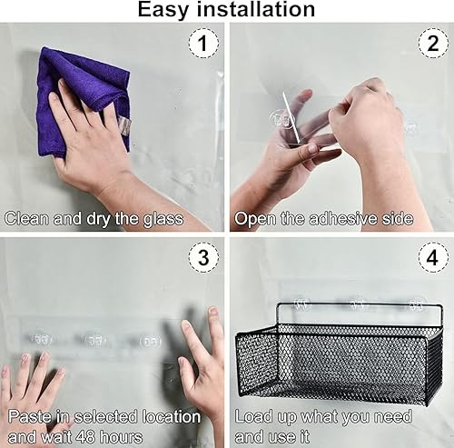 Miniatura 5 de Paquete de 4 ganchos adhesivos de repuesto resistentes para baño, regadera, estante esquinero transparente, paquete de 2 adhesivos de tres ganchos y