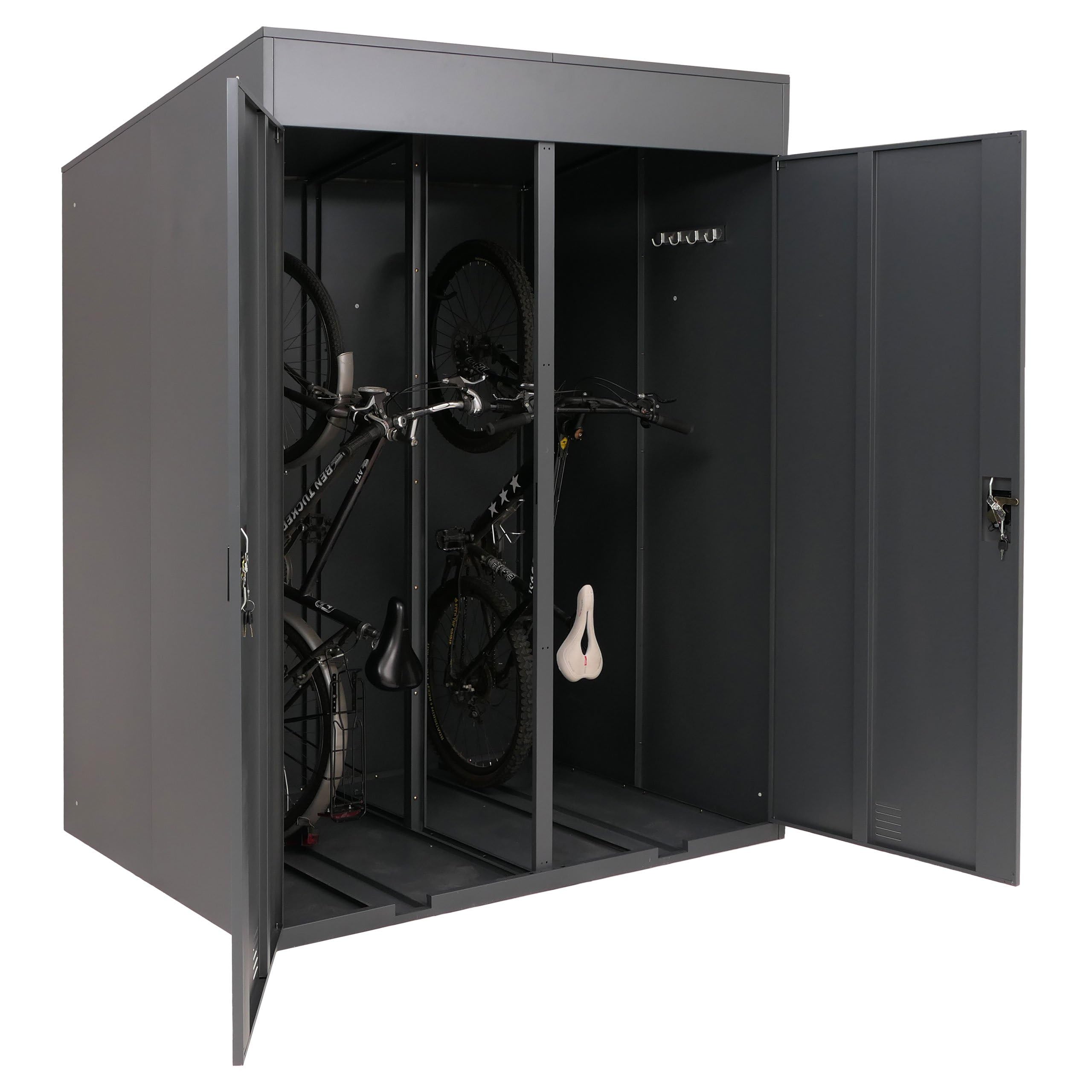 Mendler 2er-Fahrradgarage HWC-H66b 213x158x125cm - anthrazit