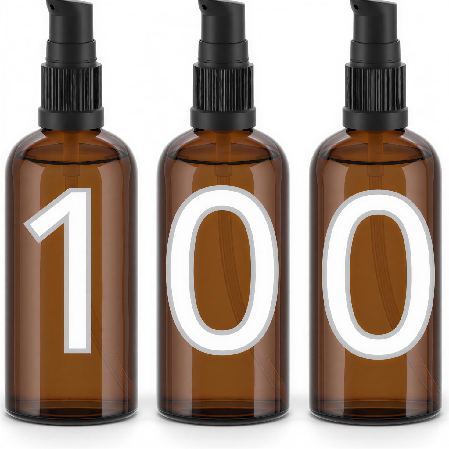 Confezione da 100 flaconi da 50 ml con tappo - flaconi Siero di vetro | Per cosmetici facciali | oli essenziali | sieri | aromaterapia | laboratorio | Viaggi (Serum, 100)
