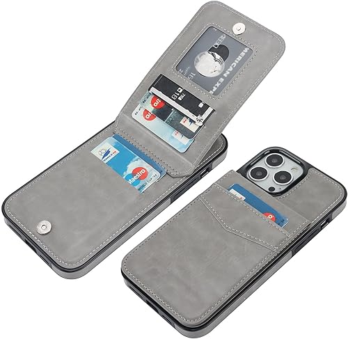 KIHUWEY Compatible con iPhone 13 Pro Max Funda Cartera con Soporte para Tarjetas de Crédito, Cuero Premium Cierre Magnético Soporte Plegable Funda