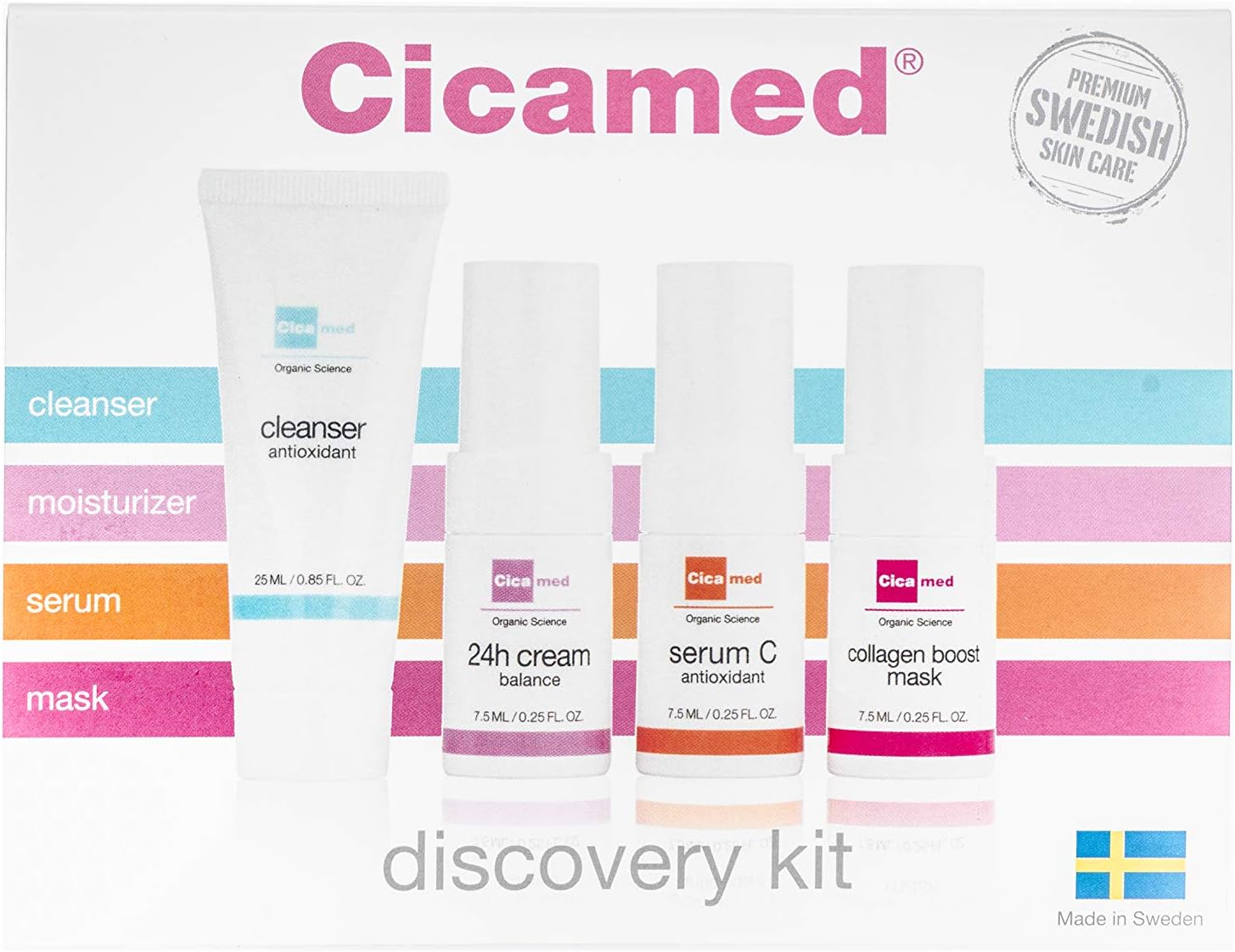 Organic Science, Travel Discovery Kit, Cleanser Vitamin C Serum Collagen Boost Mask 24H Balancing Moisturizer