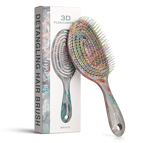 Cepillo para desenredar cabello húmedo para cabello fino o liso, cepillo desenredante con ventilación con cerdas de nylon ultra suaves de doble capa