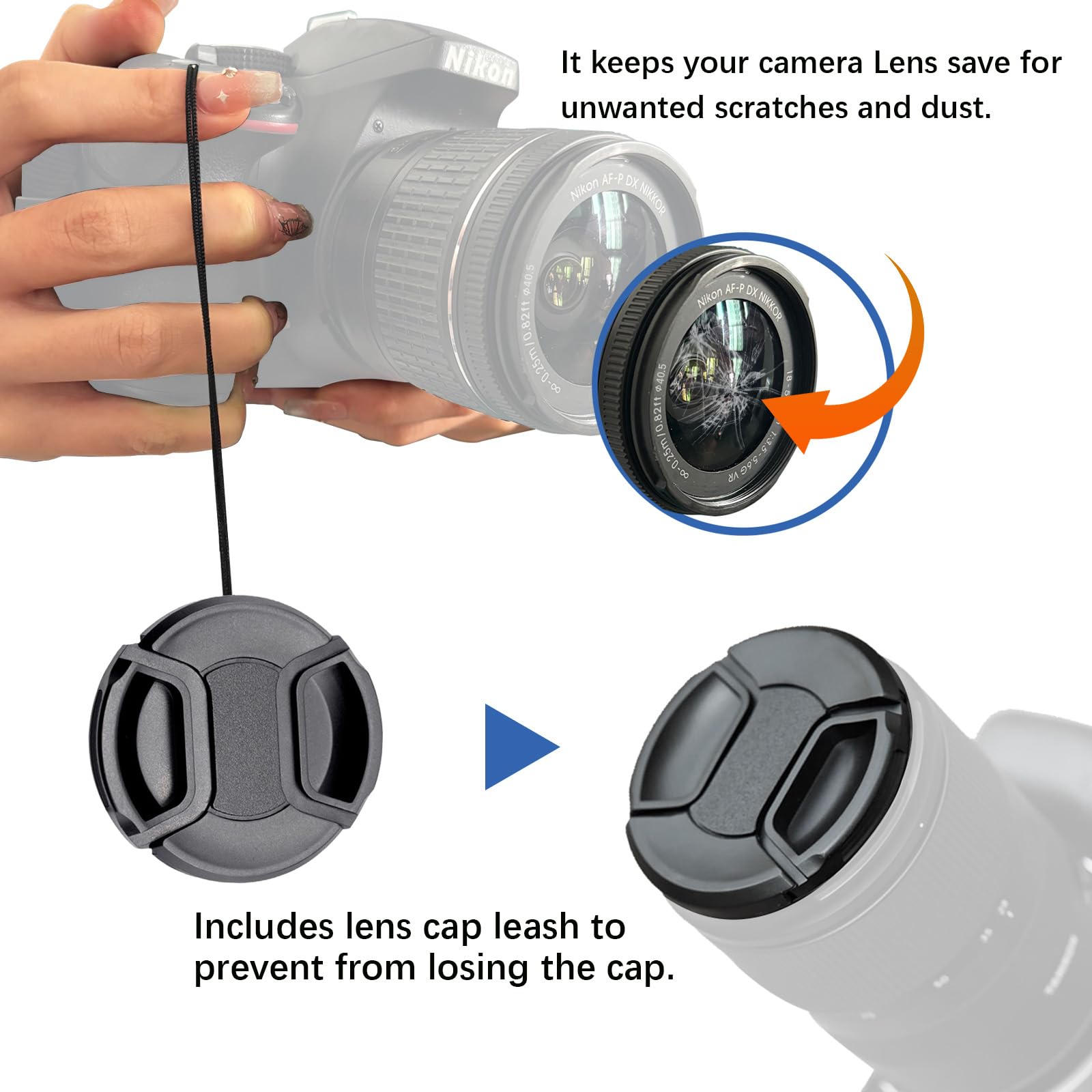 Copriobiettivo da 40.5mm, per Nikon, Canon, Sony e altre fotocamere DSLR (copriobiettivo da 40.5mm)