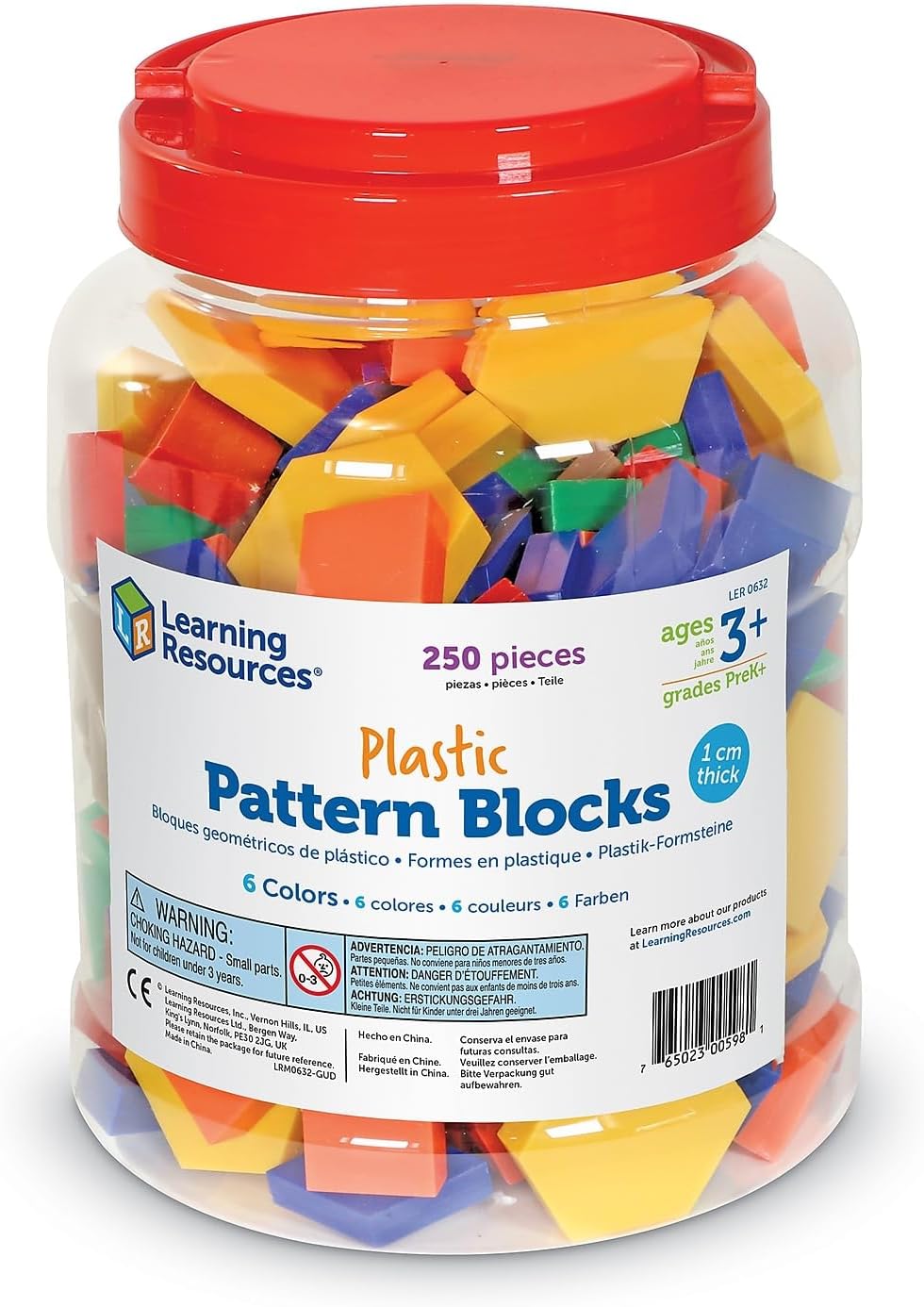 Learning Resources Plastic Pattern Blocks - Set of 250, Ages 3+