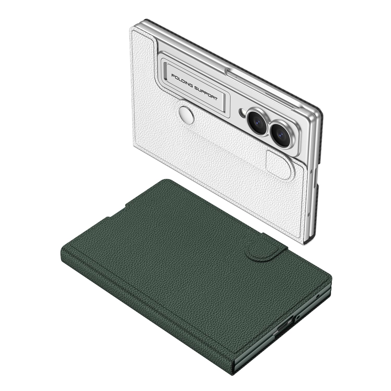 COQUE Etui na telefon Galaxy Z Fold 8, skórzane etui z klapką z miejscem na karty, hartowana folia, pełna osłona ochronna z zawiasami do Samsung Galaxy Z Fold 8 - włókno węglowe