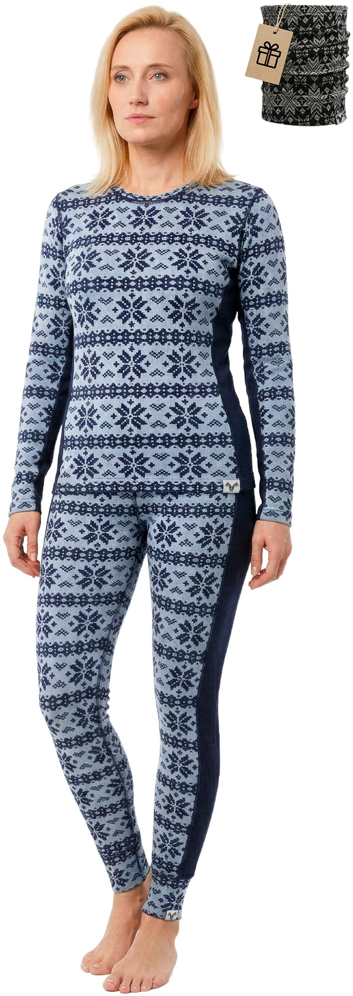100% Merino Wool Base Layer Set Women - Thermal Underwear Long Johns PJs
