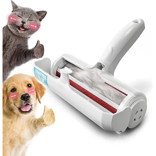 DELOMO Pet Hair Removal Tool: Reusable Lint Roller for Pet Hair, Pet Hair Remover with Built-in Fur Bin, Self-Cleaning Cat and Dog Hair Remover for Couch, Furniture, Bed, Car, Carpet, Clothes