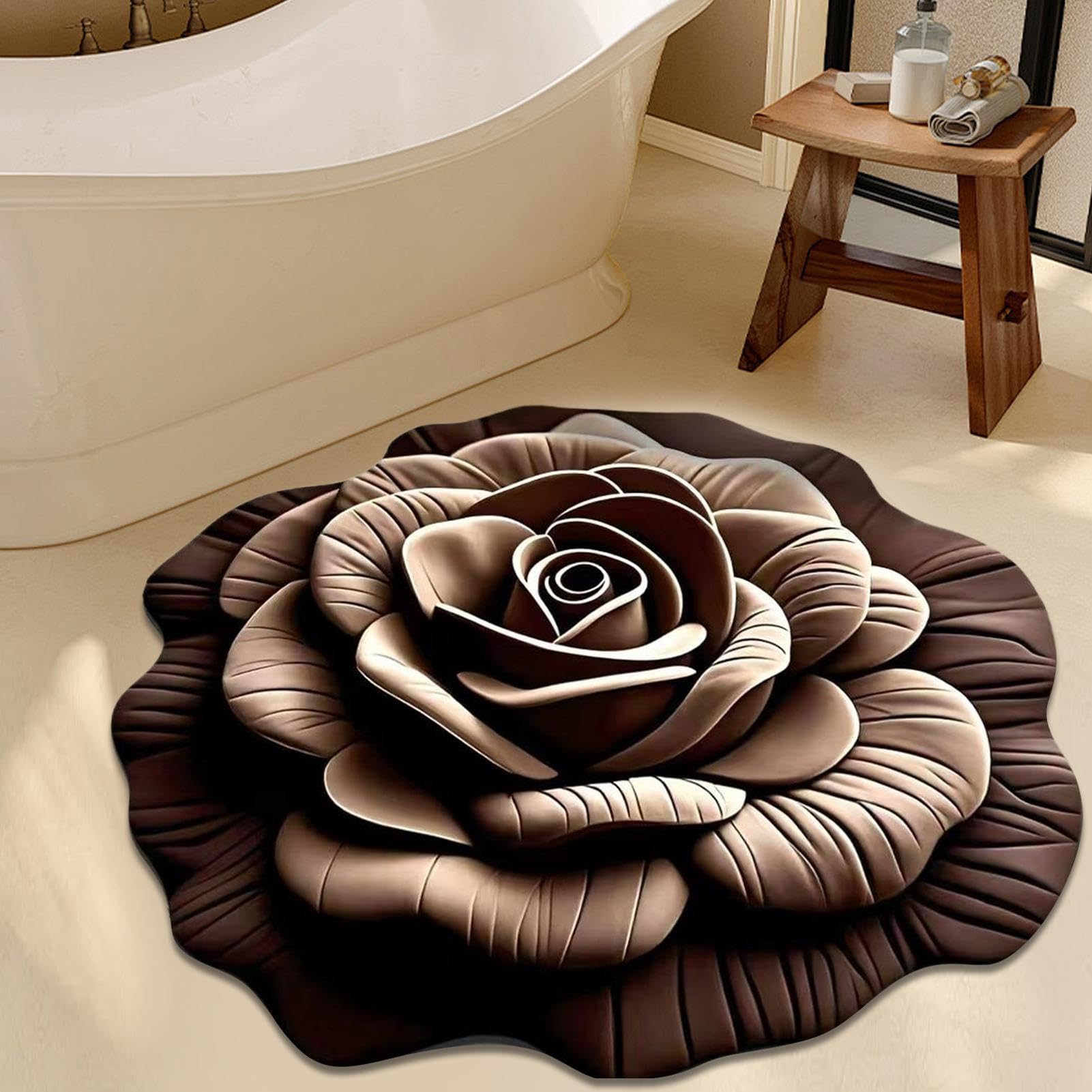 Alfombrillas de Baño Antideslizantes Alfombra De Ducha Con Diseño Floral 3D | Felpudo Reutilizable para Entrada Pasillos Puertas