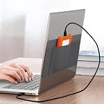 Lacdo 3-Pocket Mouse Holder for Laptop Stick on, External Hard Drive SSD Holder for Laptop, Stick on Pouch Organizer Adhesive Pocket Storage Sleeve for Mouse/HDD/SSD/Cables, Computer Accessories, Gray