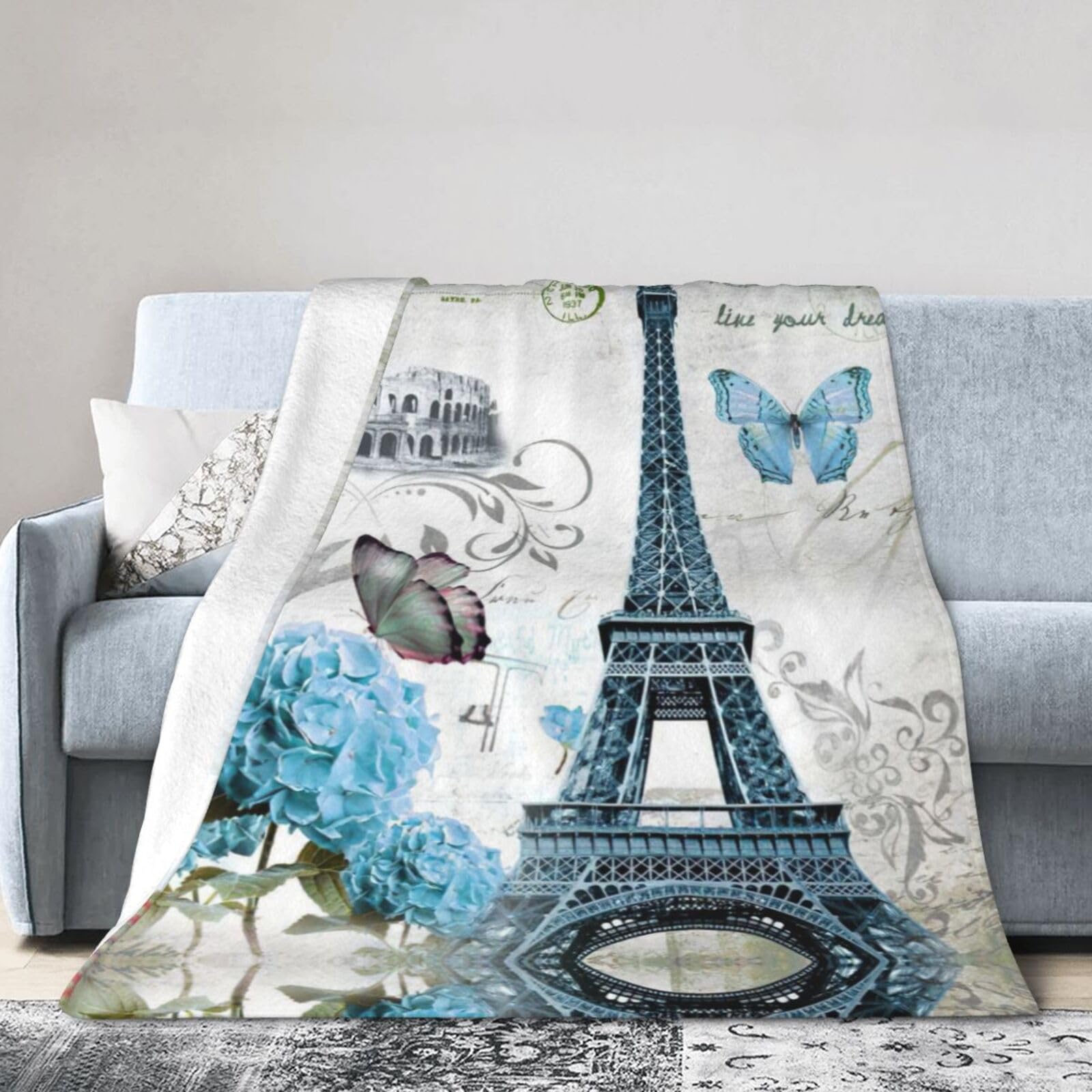 Couverture de voyage en flanelle à motif floral pour lit et canapé