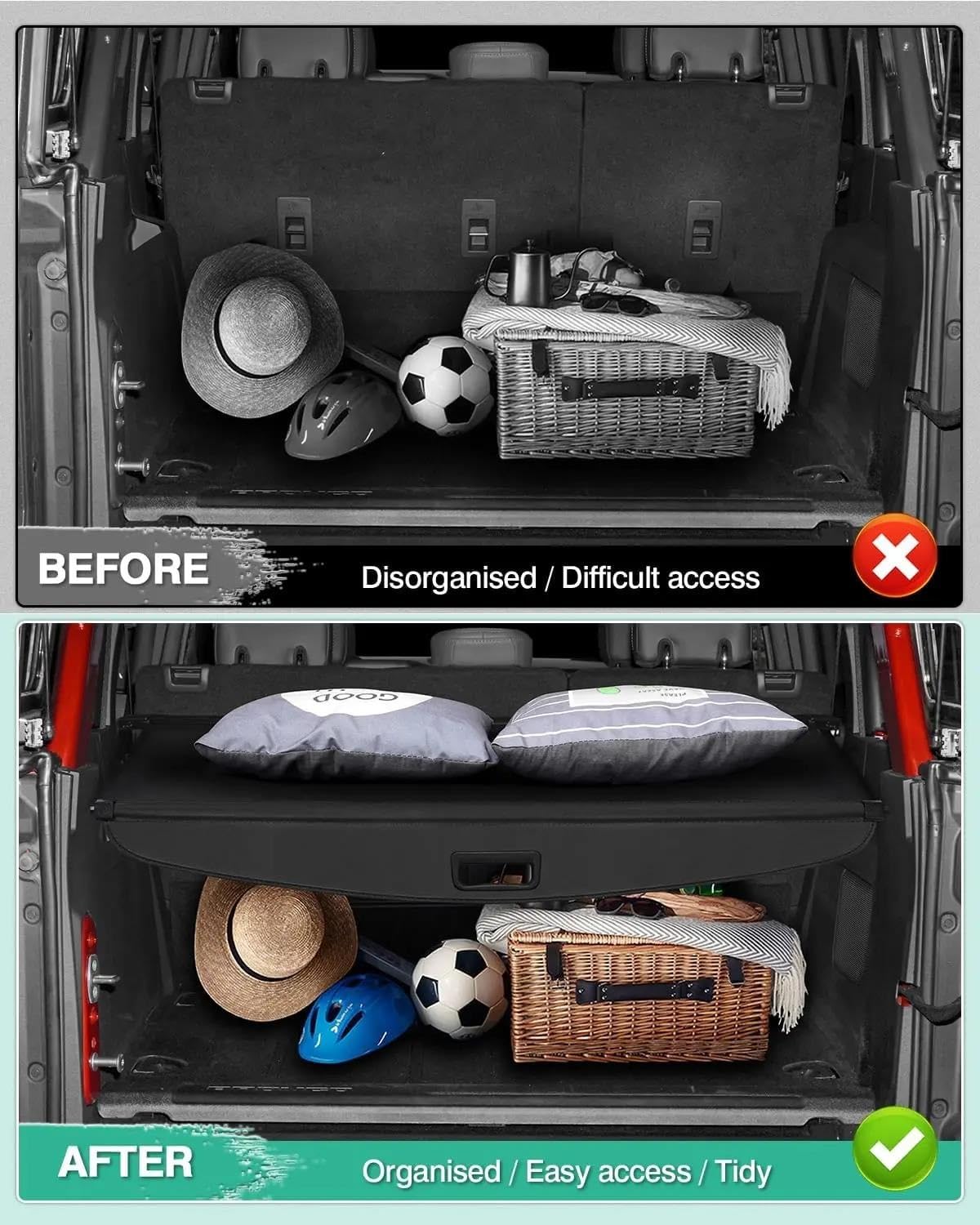 Generisch Laderaumabdeckung Für Ford für Bronco 4-Türer Soft Hard TOP 2021-2025 Retractable Trunk Security Shade Ersatz Abdeckung Cargo Cover