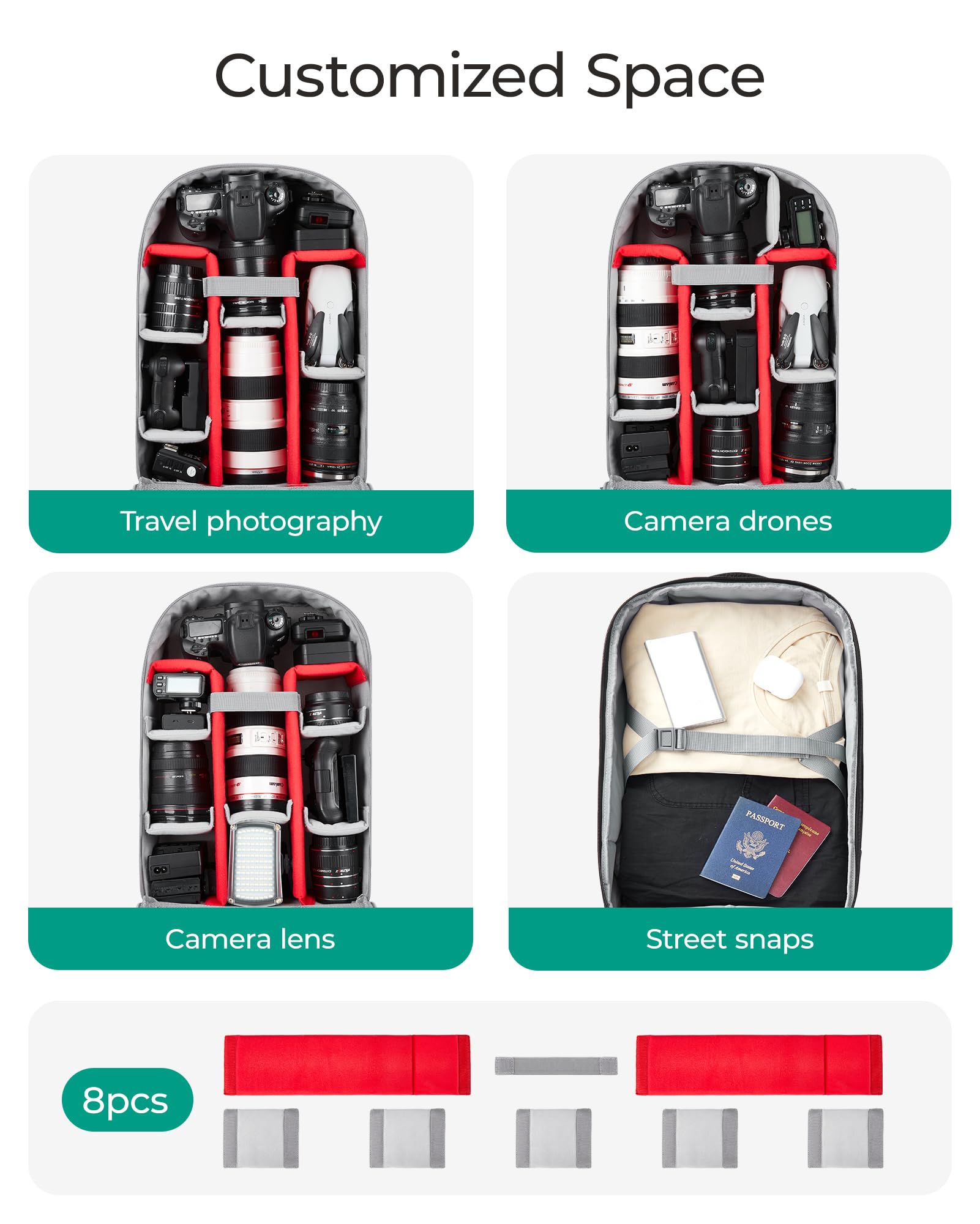 BAGSMART Rolling Camera Bag for DSLRs, Professional Large Camera Backpacks for Travelling Photographers, Photographic Rolling Case & Travel Suitcase, Black