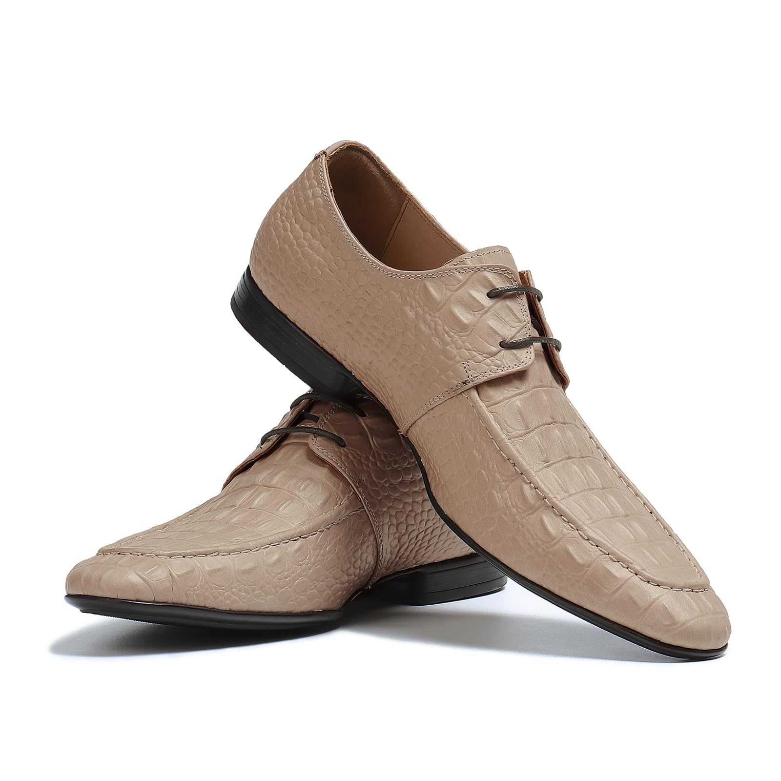 Derbys Casual in Rilievo da Uomo Scarpe Eleganti Morbide Formale Affari Scarpe Basse Stringate in Pelle Lavoro Feste