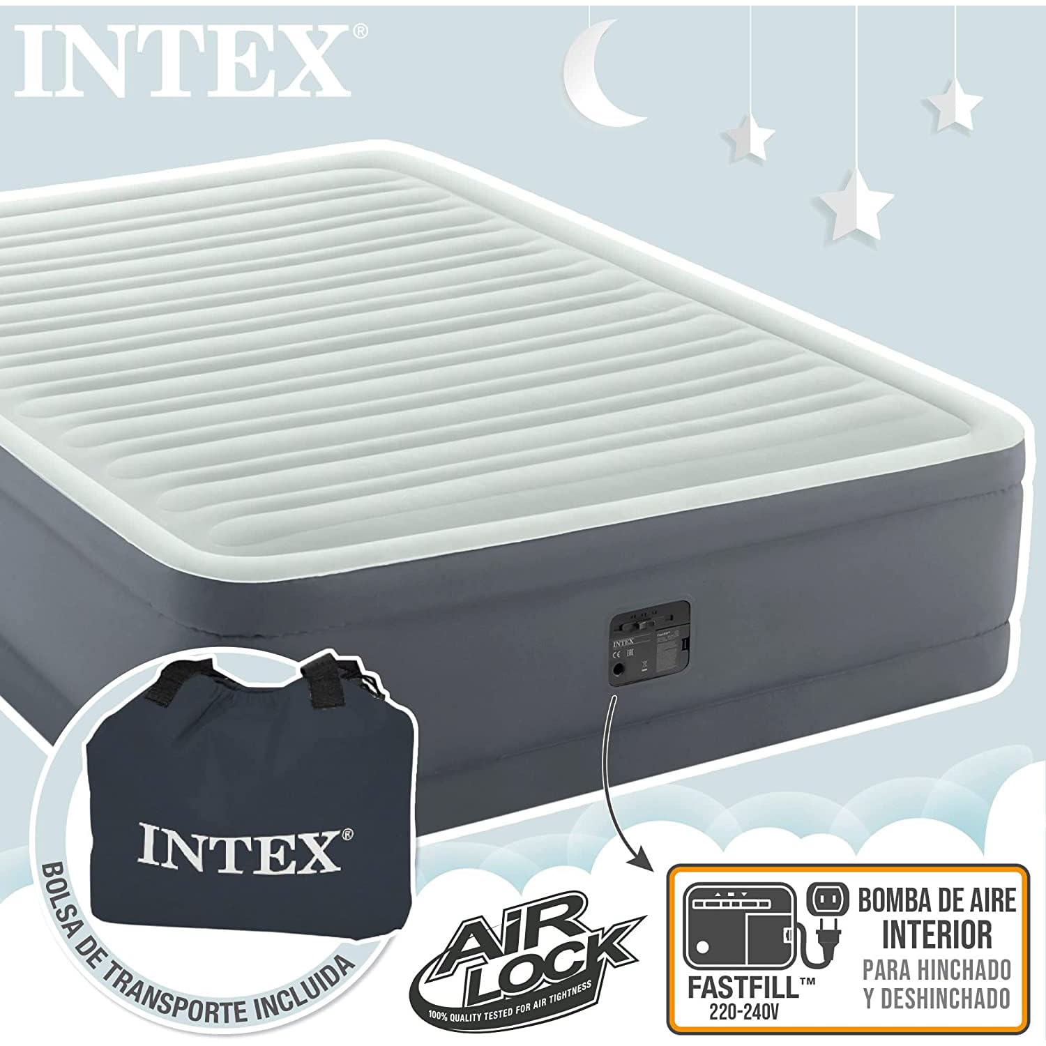 Intex 64902 PremAire Colchón Hinchable, Medias 99x191x46 cm