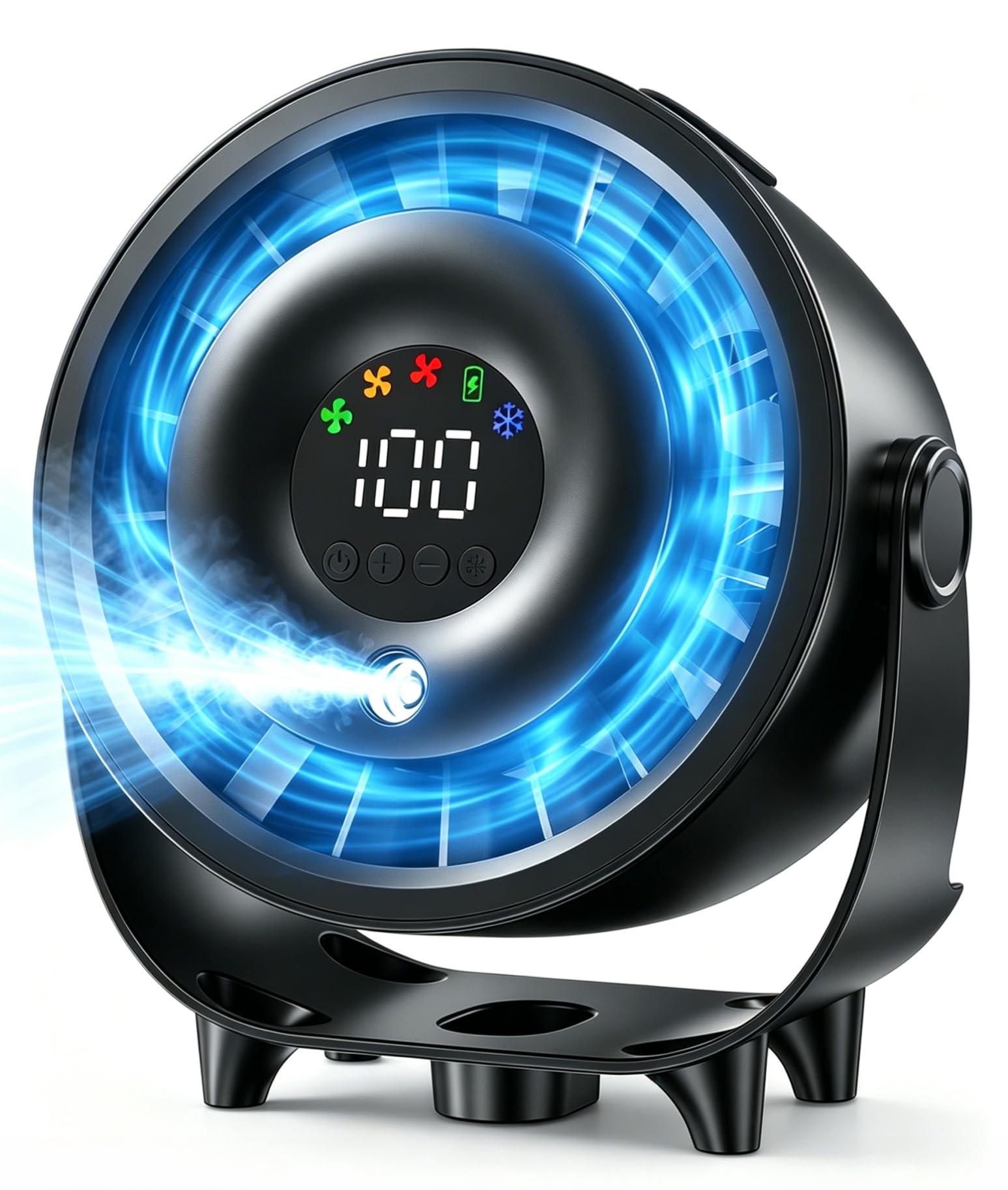 Ventilador de escritorio pequeño, ventilador de mesa silencioso portátil de 4000 mAh con pantalla LED