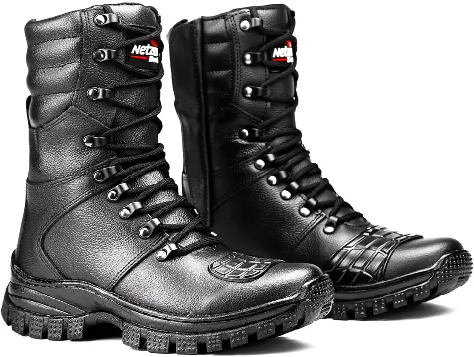 Bota Coturno Militar Tático Couro Cano Alto Masculino