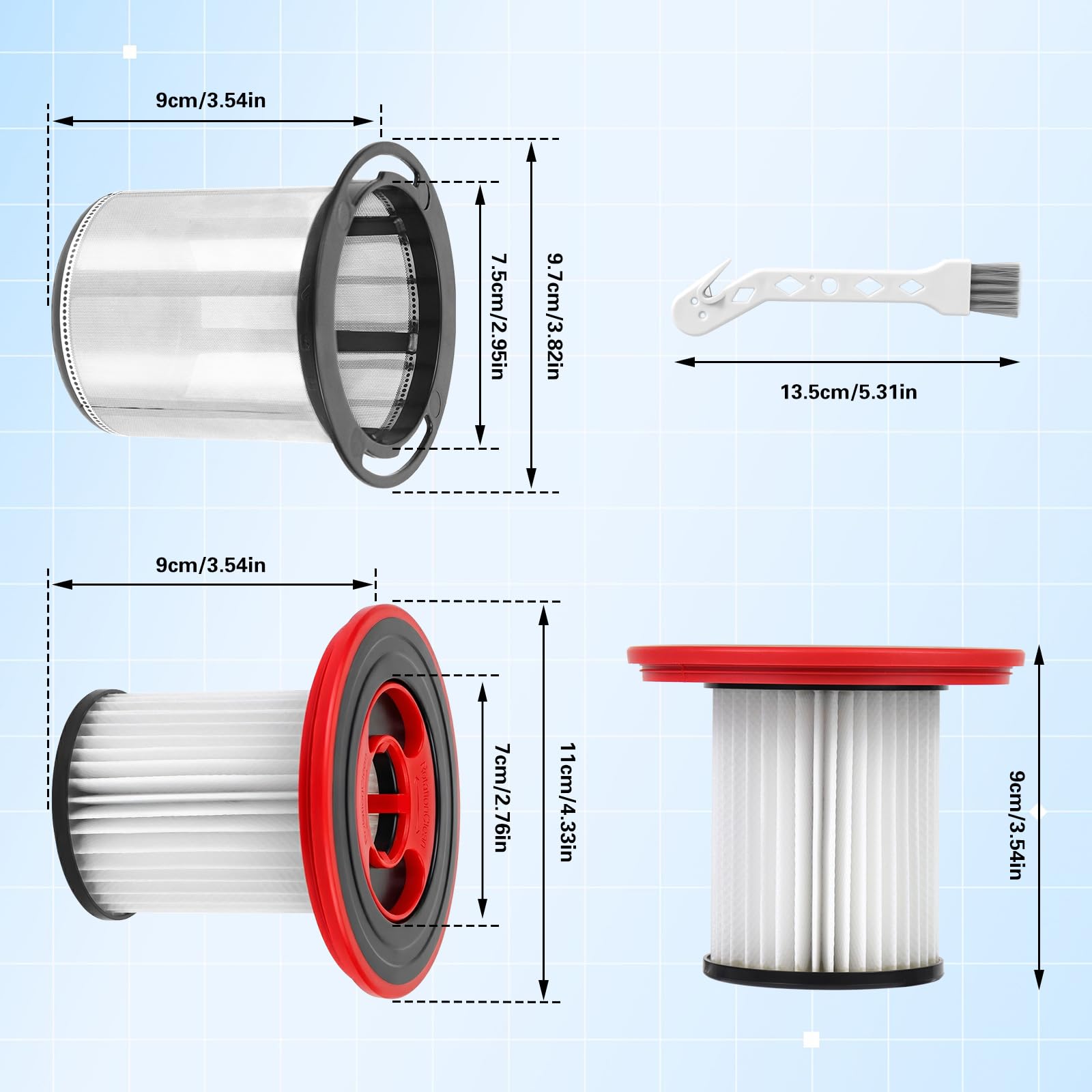 4 Stück 12040193 Ersatzfilter für Bosch Unlimited Serie 7 Akku-Staubsauger BKS711XXL, BBS711W, BBS712A, BCS711GB, BKS711MALL Filter mit Reinigungsbürste