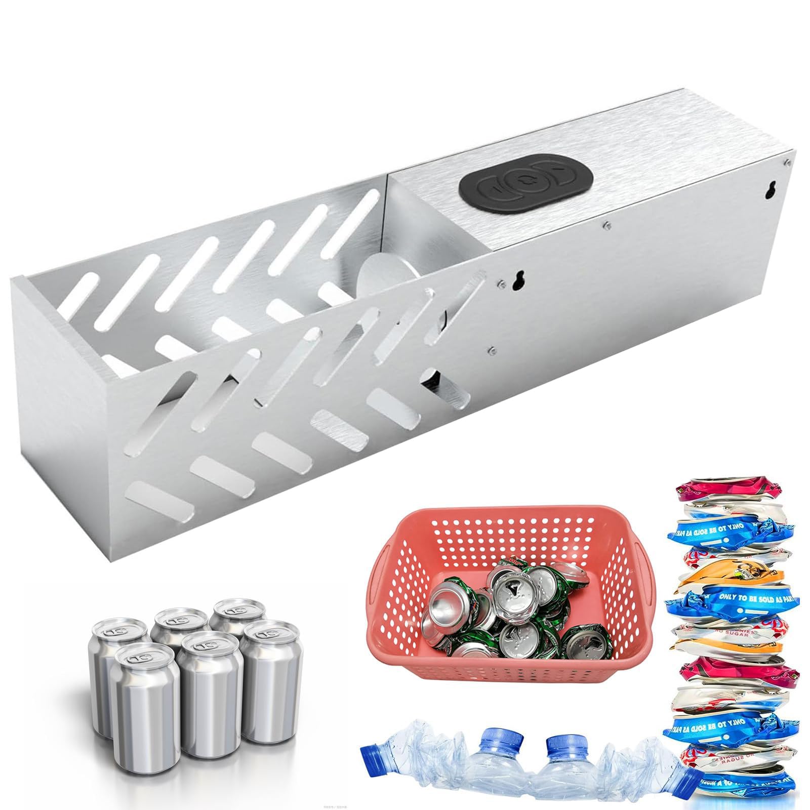 Eiwitany Stainless Steel Electric Can Crusher for Aluminum Soda & Beer Cans - One-Click Recycling, Compact Design for Home & Garage Use