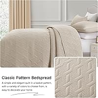 Vista 6 de Lavsiry Juego de ropa de cama acolchada de tamaño individual beige con funda de almohada, colcha ligera de verano, sobrecama, manta acolchada suave