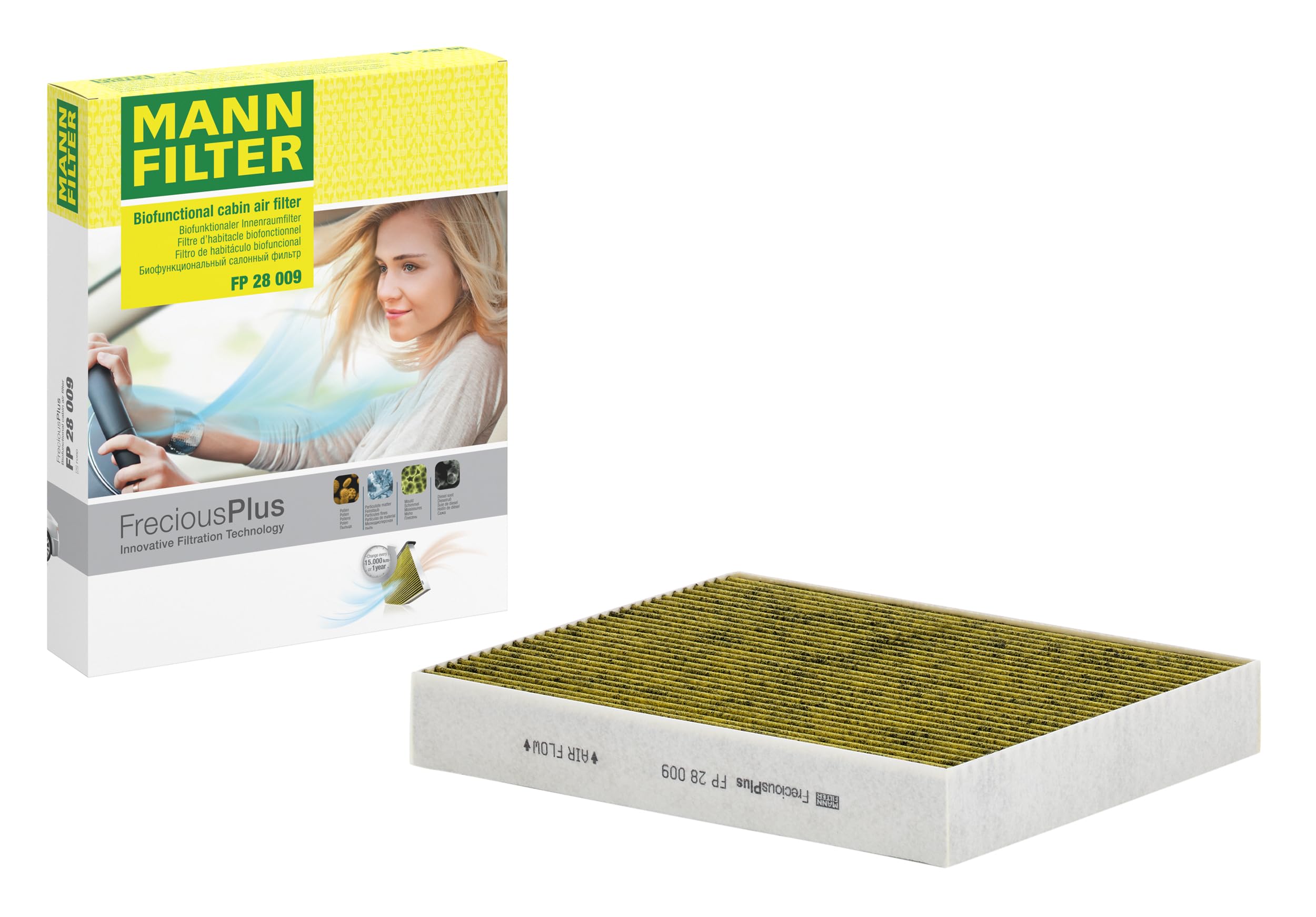 MANN-FILTER FP 28 009 Cabin Air Filter - FreciousPlus Biofunctional Pollen Filter - for Cars + Transporters