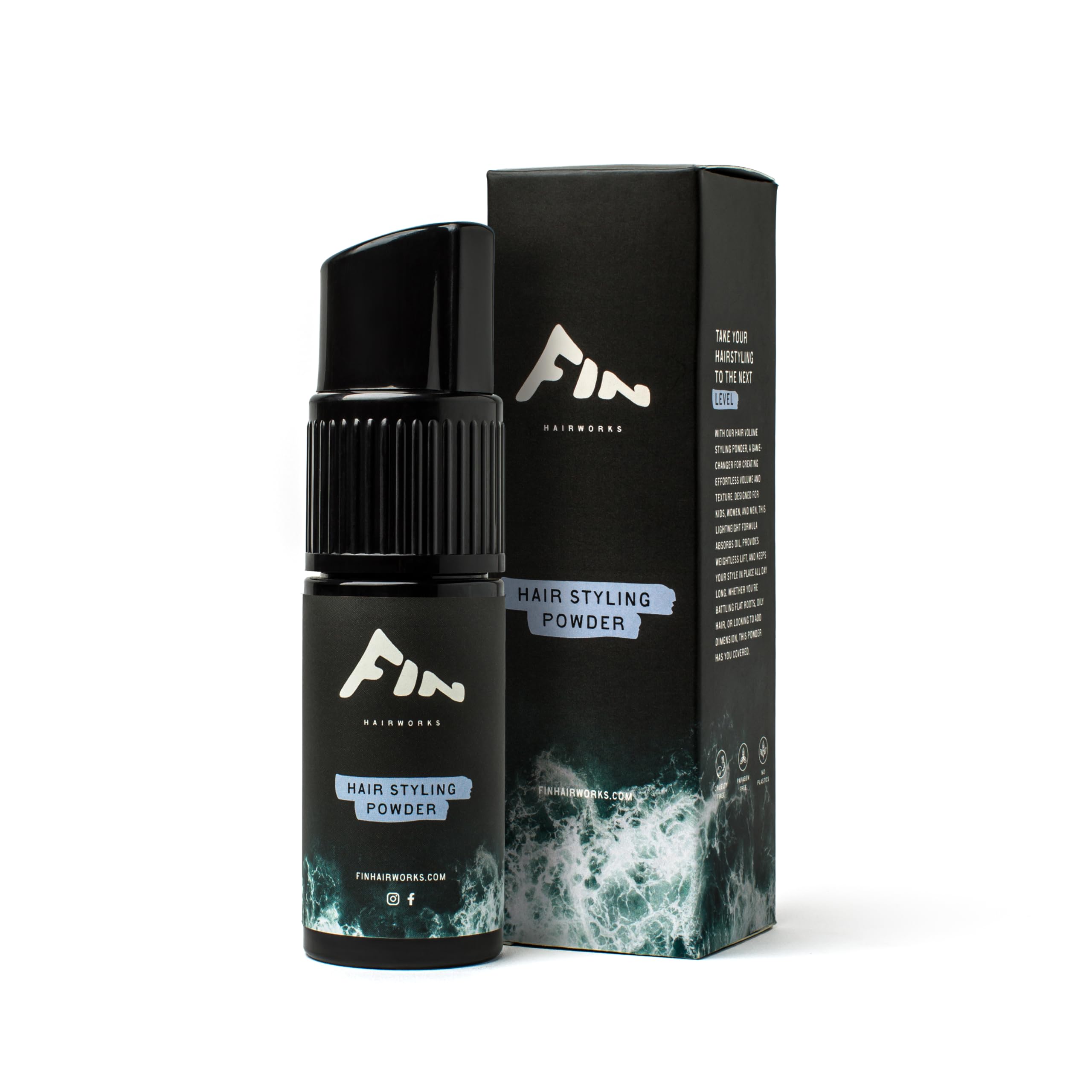 Fin Hairworks Hair Styling Powder Spray | Natural Matte Finish | Adds Texture and Volume | Absorbs oil | Clean Plant-based Formula (20g pump spray)