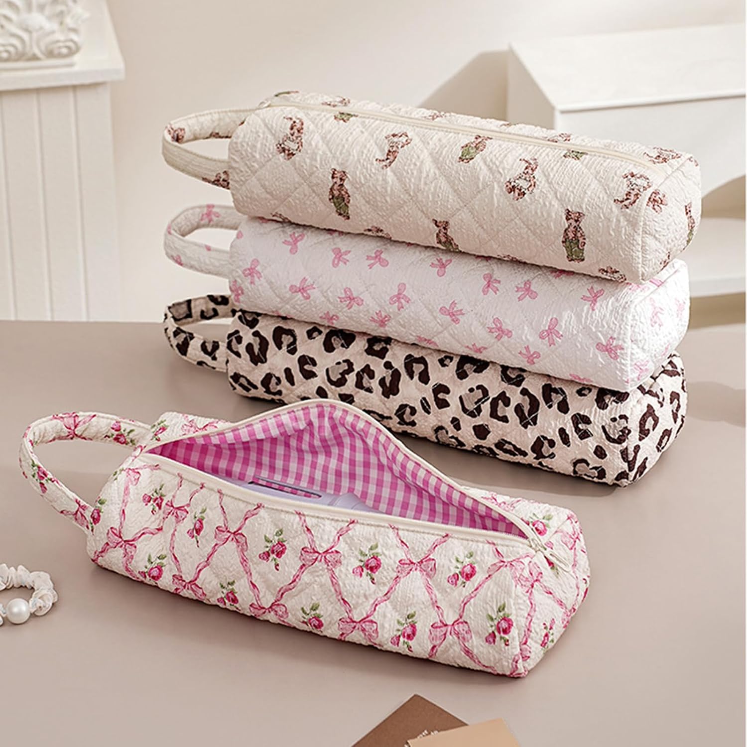 Portable Quilting Cotton Hair Dryer Storage Bag Large Capacity Carrying Case with Handle Print Storage Bag