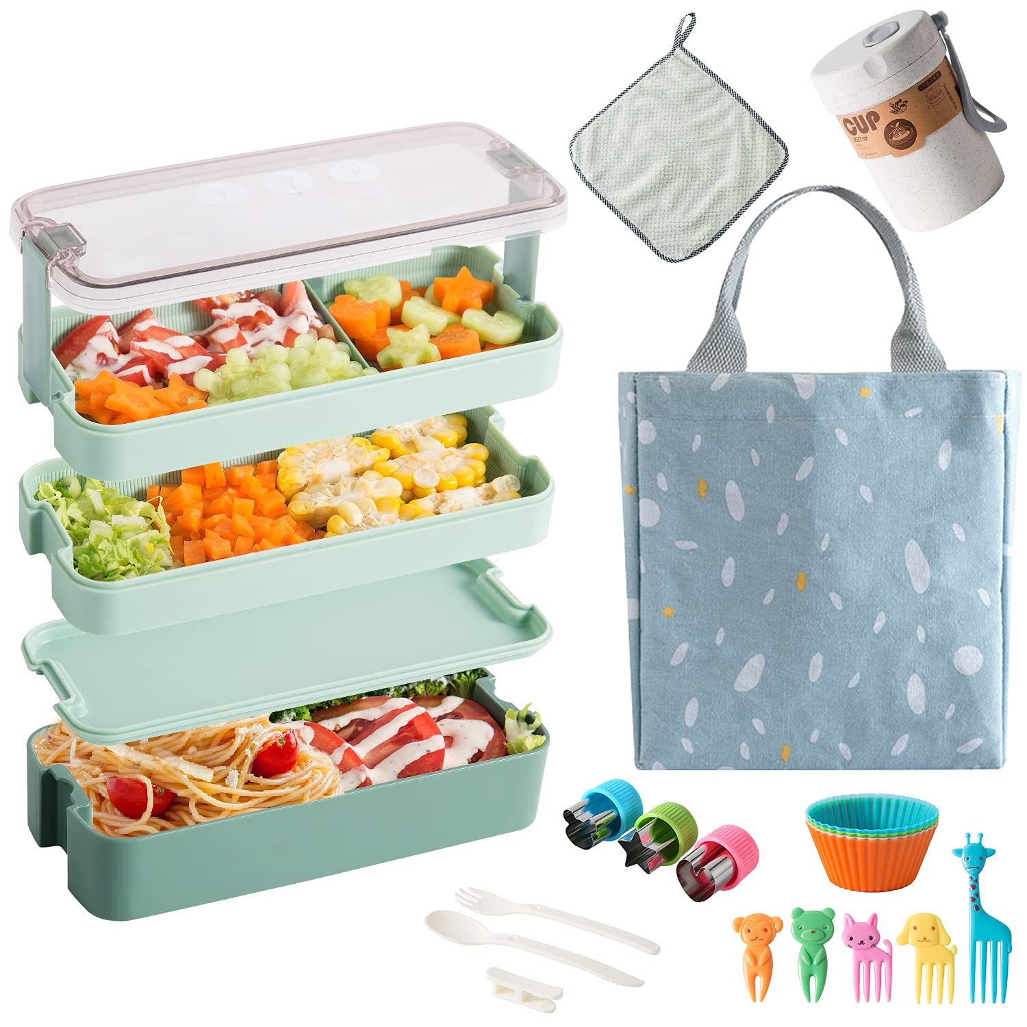 Buy Bento Box Japanese Lunch Box Kit, 3In1 Compartment Stackable