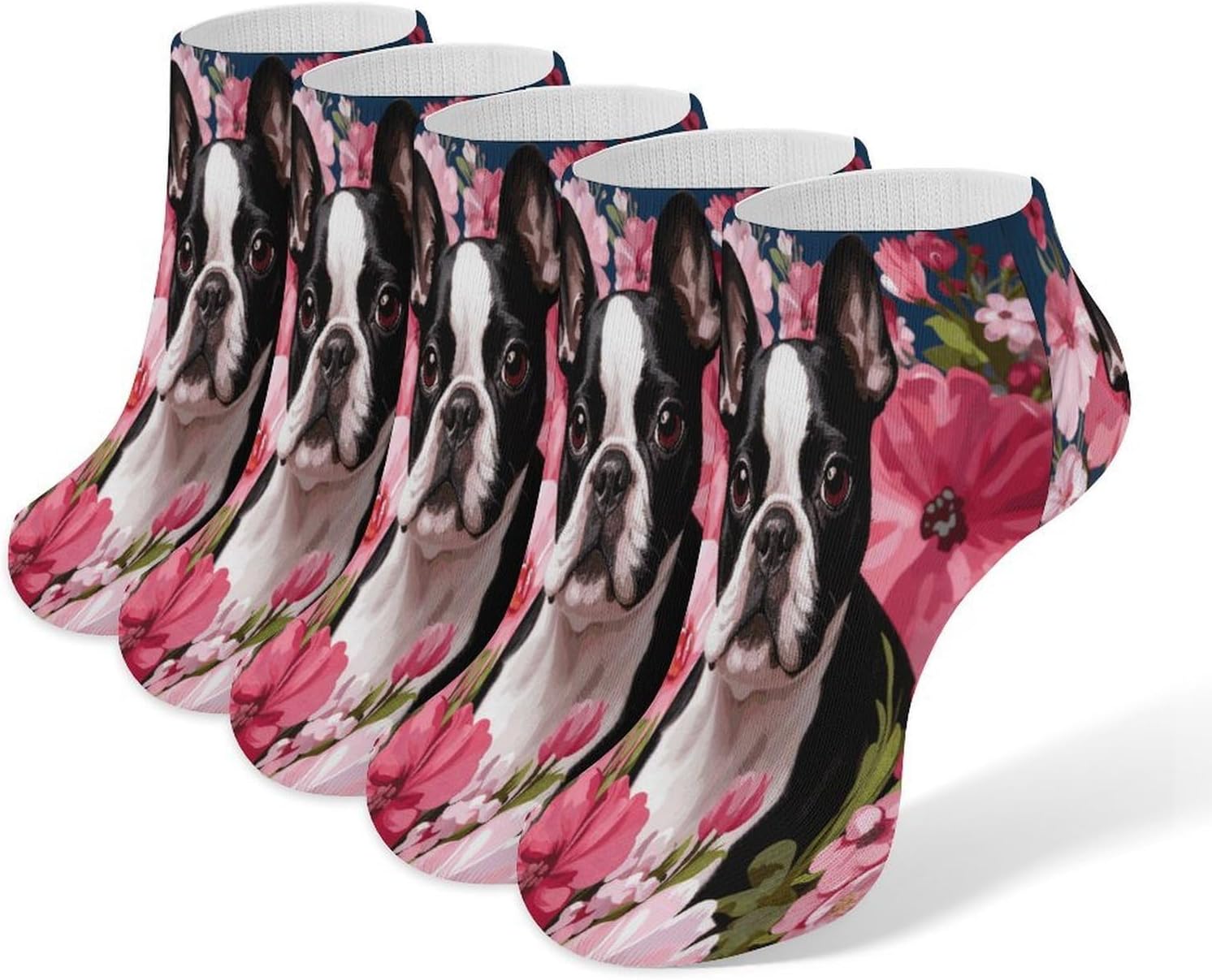 French Bulldog in The Flower Garden Ankle Sock Low Cut Socks Tube Socks for Sports