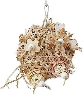 Bird Toys | Chewable Natural Wovened Bird Toys - Beak Grinding Supplies, Multifunctional Parrot Relaxing Toys with Metal Hook for Parakeet